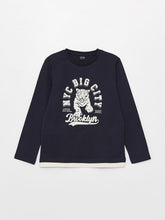 Crew Neck Printed Long Sleeve Boys' T-Shirt