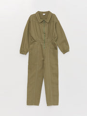 Shirt Collar Long Sleeve Girls Jumpsuit