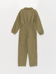 Shirt Collar Long Sleeve Girls Jumpsuit