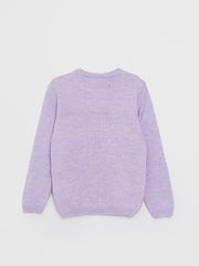 Crew Neck Patterned Long Sleeve Girls Knitwear Sweater