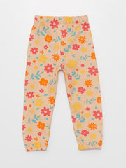 Flower Patterned Baby Girl Tracksuit Bottom
