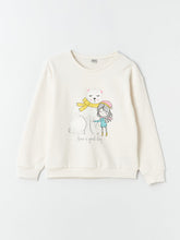 Crew Neck Printed Long Sleeve Girls Sweatshirt