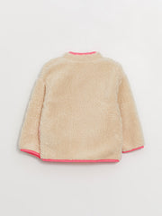 High Collar Color Blocked Fleece Baby Girl Zipper Sweatshirt