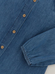 فستان جينز بناتي اطفال برقبة دائرية