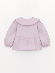 قميص بيزك بناتي للأطفال بياقة وأكمام طويلة