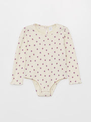 Crew Neck Long Sleeve Printed Baby Girl Snap-On Body