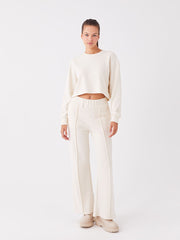 سويتشرت نسائي منقوش بأكمام طويلة ورقبة دائرية