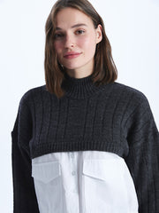 بلوفر نصف ياقة صياد وأكمام طويلة نسائي