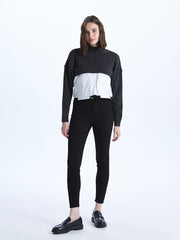 بلوفر نصف ياقة صياد وأكمام طويلة نسائي