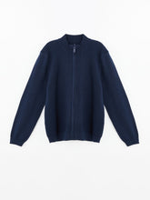 LCW Kids
Gray Melange Stand Collar Textured Boy's Knitwear Cardigan