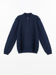 LCW Kids
Gray Melange Stand Collar Textured Boy's Knitwear Cardigan