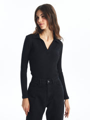 LCW Vision
New Black Polo Neck Plain Long Sleeve Women's Bodysuit