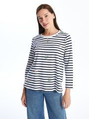 LCW Grace
Navy Blue Striped Crew Neck Striped Long Sleeve Women's T-Shirt