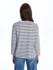 LCW Grace
Navy Blue Striped Crew Neck Striped Long Sleeve Women's T-Shirt
