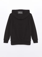 Lcw Kids Black Hooded Boy Sweatshirt