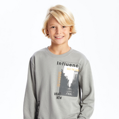 Lcw Kids Gray Crew Neck Boy Sweatshirt