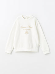 Lcw Kids Ecru Crew Neck Girls Thick Sweatshirt