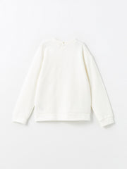 Lcw Kids Ecru Crew Neck Girls Thick Sweatshirt