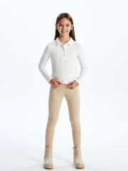 Lcw Kids Ecru Polo Neck Girls T-Shirt