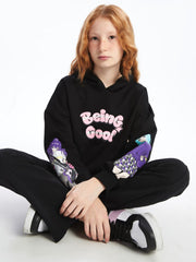 LCW Kids
New Black Hooded Printed Long Sleeve Girls Sweatshirt