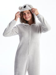 Lcw Young Gray Hooded Embroidered Long Sleeve Women'S Sleeping Bag