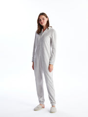 Lcw Young Gray Hooded Embroidered Long Sleeve Women'S Sleeping Bag