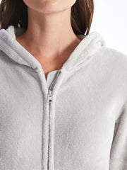 Lcw Young Gray Hooded Embroidered Long Sleeve Women'S Sleeping Bag