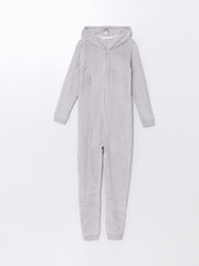 Lcw Young Gray Hooded Embroidered Long Sleeve Women'S Sleeping Bag