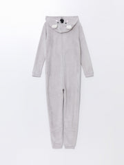 Lcw Young Gray Hooded Embroidered Long Sleeve Women'S Sleeping Bag