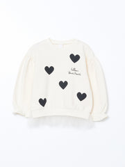 Lcw Kids Ecru Crew Neck Thick Baby Girl Sweatshirt