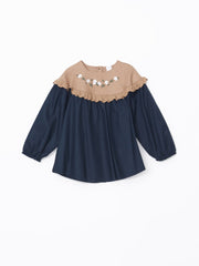 Lcw Baby Claret Red Crew Neck Embroidered Girl'S Shirt