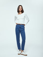 LCW Jeans
Medium Indigo Rodeo Waist Belted Mom Fit Women's Jean Pants