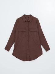 Lcw Modest Brown Oversize Velvet Women'S Shirt Tunic