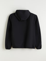 Xside Black Standard Fit Hooded Men Coat