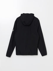 Xside Black Standard Fit Hooded Men Coat