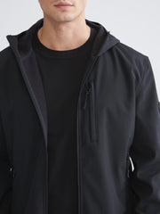 Xside Black Standard Fit Hooded Men Coat