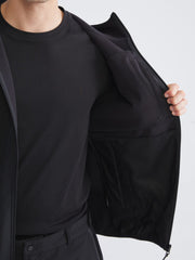 Xside Black Standard Fit Hooded Men Coat