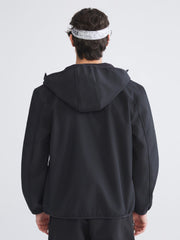 Xside Black Standard Fit Hooded Men Coat