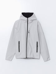 Xside Black Standard Fit Hooded Men Coat