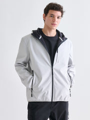 Xside Black Standard Fit Hooded Men Coat