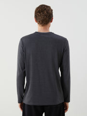 Lc Waikiki Anthracite Crew Neck Long Sleeve Men Pajama Top