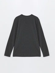 Lc Waikiki Anthracite Crew Neck Long Sleeve Men Pajama Top