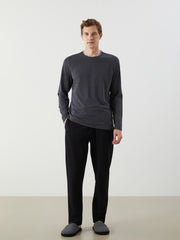 Lc Waikiki Anthracite Crew Neck Long Sleeve Men Pajama Top