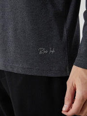 Lc Waikiki Anthracite Crew Neck Long Sleeve Men Pajama Top