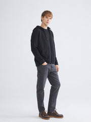 Xside Black Hooded Long Sleeve Men Zippered Sweatshirt