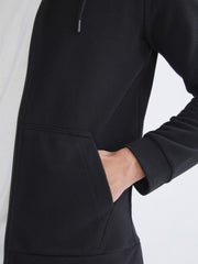 Xside Black Hooded Long Sleeve Men Zippered Sweatshirt