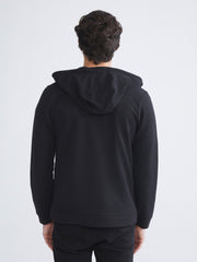 Xside Black Hooded Long Sleeve Men Zippered Sweatshirt