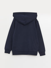 LCW Kids Blue Hooded Boys Zippered Sweatshirt
