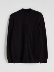 LCW Kids Black Stand Collar Textured BoyS Knitwear Cardigan