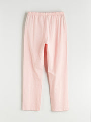 LCW Dream Pink Plus Size Shirt Collar Heart Printed Women Pajama Set